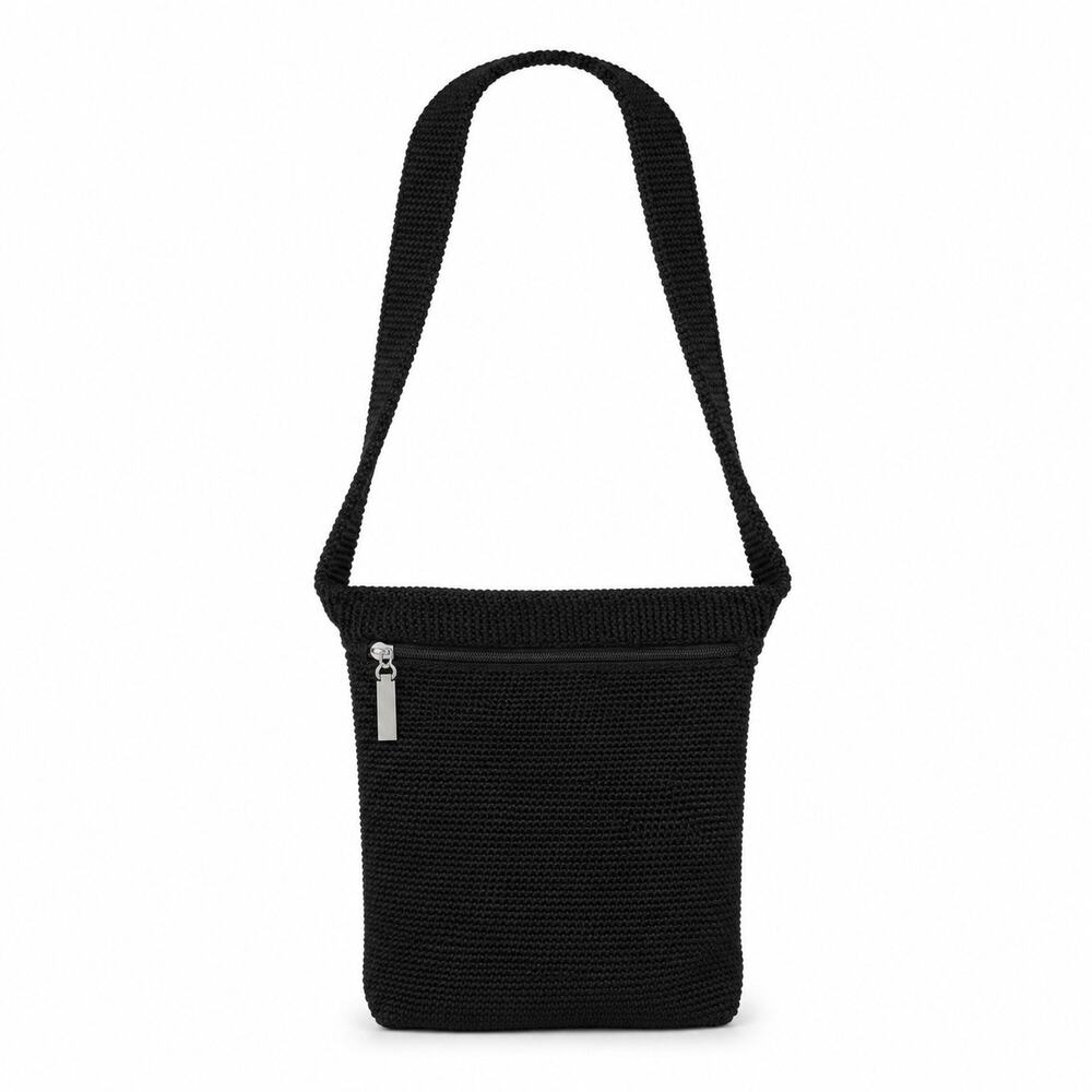 THE SAK Black Crochet Crossbody Bag Y2K Boho Minimalist Zip Purse